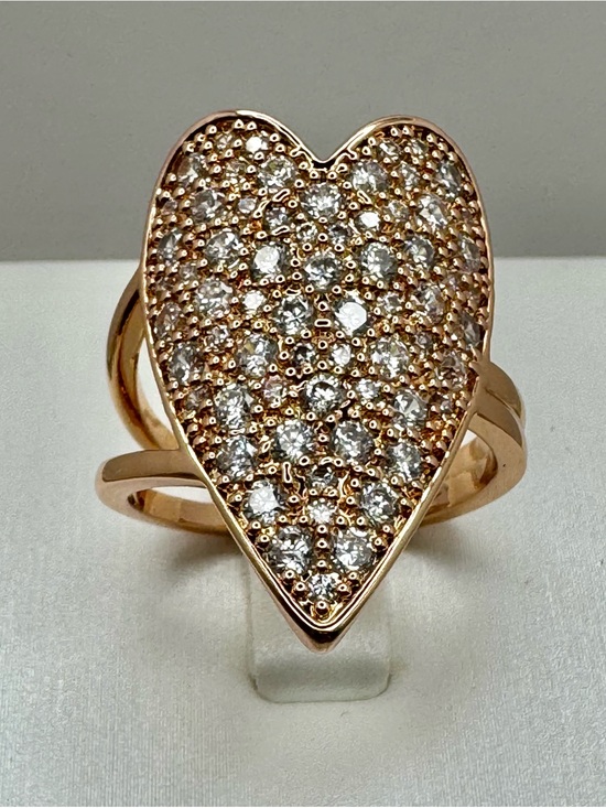 kate spade Jewelry - Kate Spade Rose Gold Tone Pave’ Heart Ring Size 7 NEW
